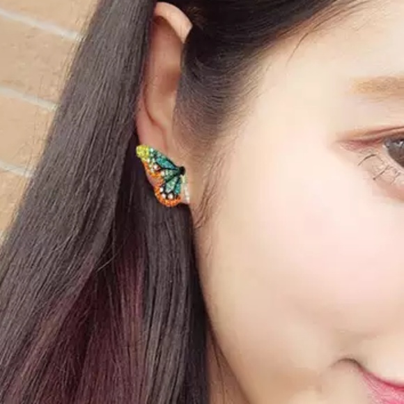 NEW!! Jeweled Butterfly Earrings - Picture 3 of 3